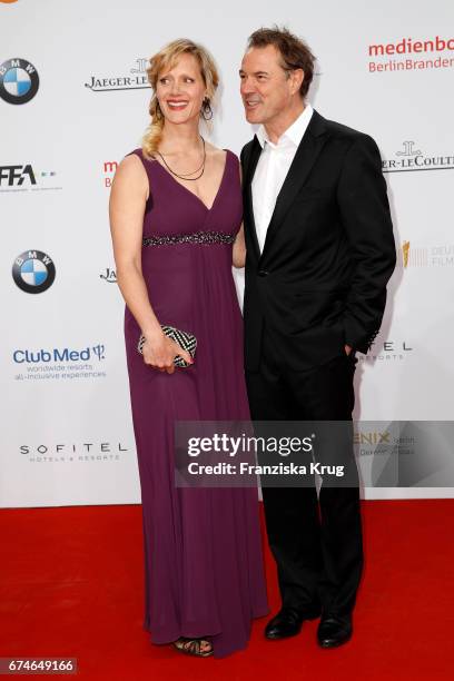 Anna Schudt and Sebastian Koch during the Lola - German Film Award red carpet arrivals at Messe Berlin on April 28, 2017 in Berlin, Germany.