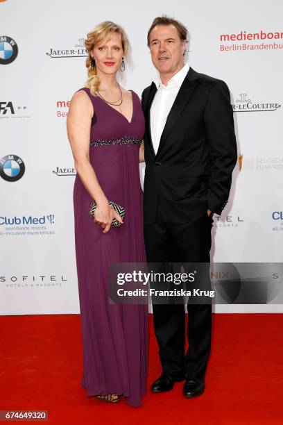 Anna Schudt and Sebastian Koch during the Lola - German Film Award red carpet arrivals at Messe Berlin on April 28, 2017 in Berlin, Germany.