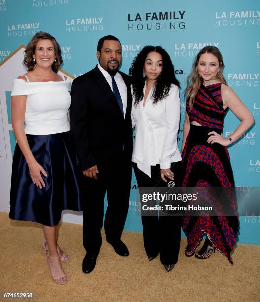 Stephanie Klasky-Gamer, Ice Cube, Kimberly Woodruff and Blair Rich attend the LA Family Housing 2017 Awards at The Lot on April 27, 2017 in West...