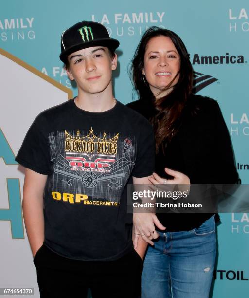 Holly Marie Combs and her son attend the LA Family Housing 2017 Awards at The Lot on April 27, 2017 in West Hollywood, California.