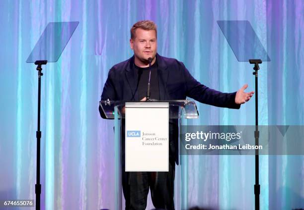 Presenter James Corden speaks onstage at the UCLA Jonsson Cancer Center Foundation Hosts 22nd Annual "Taste for a Cure" event honoring Yael and...