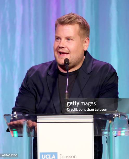 Presenter James Corden speaks onstage at the UCLA Jonsson Cancer Center Foundation Hosts 22nd Annual "Taste for a Cure" event honoring Yael and...