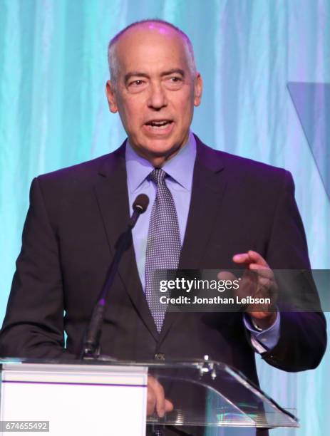 Gary Newman speaks onstage at the UCLA Jonsson Cancer Center Foundation Hosts 22nd Annual "Taste for a Cure" event honoring Yael and Scooter Braun at...