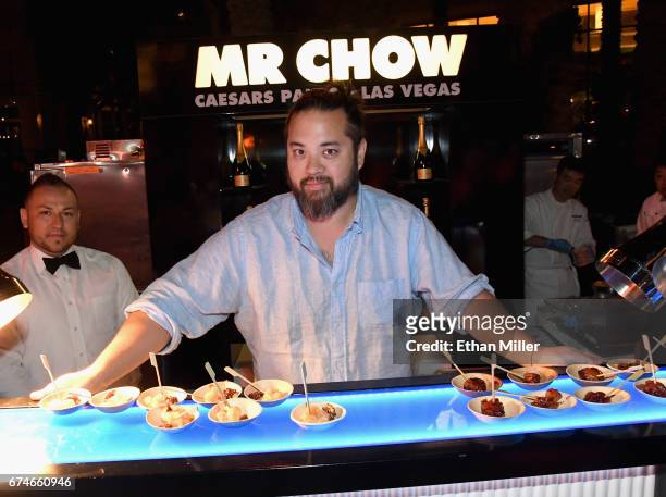 Restaurateur Maximillian Chow poses at the MR CHOW booth during the 11th annual Vegas Uncork'd by Bon Appetit Grand Tasting event presented by the...