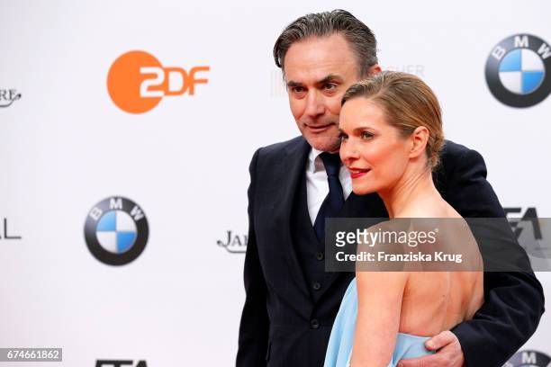 Lisa Martinek and her husband Giulio Ricciarelli during the Lola - German Film Award red carpet arrivals at Messe Berlin on April 28, 2017 in Berlin,...