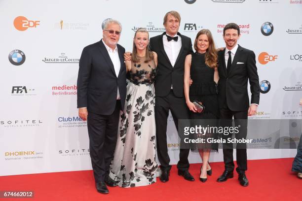 Martin Moszkowicz, Nina Eichinger and her partner Fritz Meinikat, Oliver Berben his wife Katrin Berben during the Lola - German Film Award red carpet...