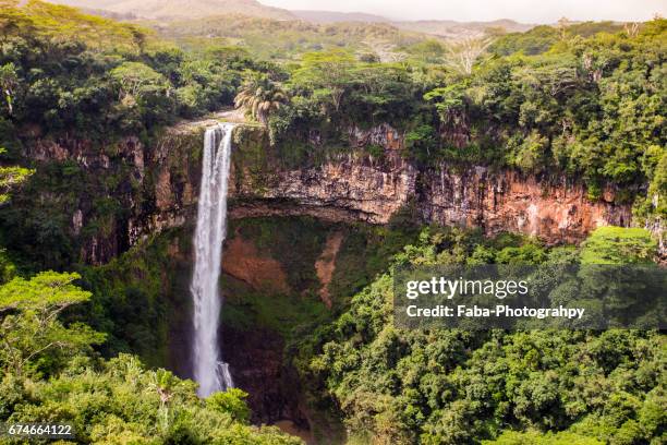 chamarel falls - chamarel waterfall stock pictures, royalty-free photos & images
