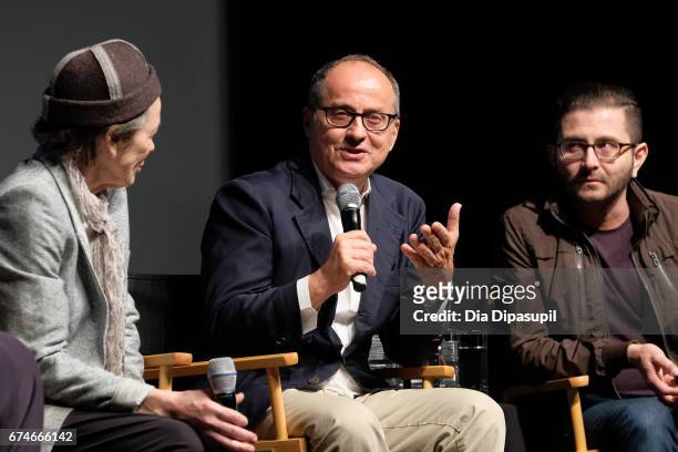 Director Pappi Corsicato speaks onstage during a panel discussion at the "Julian Schnabel: A Private Portrait" premiere during the 2017 Tribeca Film...