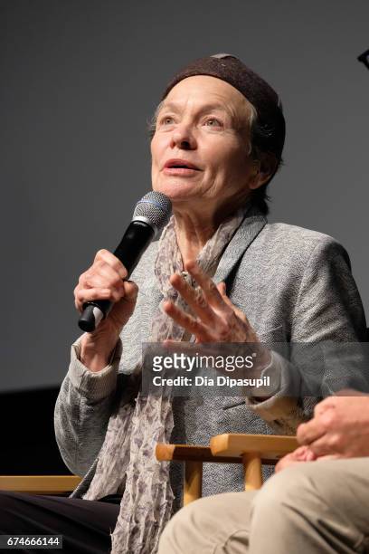 Laurie Anderson speaks onstage during a panel discussion at the "Julian Schnabel: A Private Portrait" premiere during the 2017 Tribeca Film Festival...