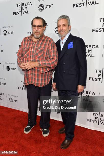 Julian Schnabel and Charles Cohen attend the "Julian Schnabel: A Private Portrait" premiere during the 2017 Tribeca Film Festival at SVA Theater on...