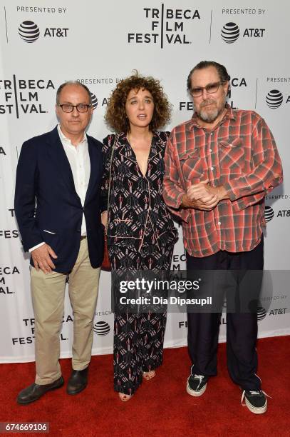 Director Pappi Corsicato, Valeria Golino, and Julian Schnabel attend the "Julian Schnabel: A Private Portrait" premiere during the 2017 Tribeca Film...