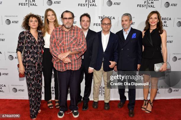 Valeria Golino, Louise Kugelberg, Julian Schnabel, Danielli Orlando, director Pappi Corsicato, Charles Cohen, and Clo Cohen attend the "Julian...