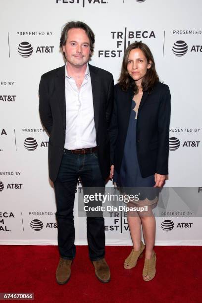 Piers Secunda and Rozalia Jovanovic attend the "Julian Schnabel: A Private Portrait" premiere during the 2017 Tribeca Film Festival at SVA Theater on...