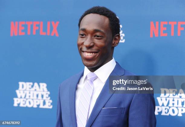 Actor Jeremy Tardy attends the premiere of "Dear White People" at Downtown Independent on April 27, 2017 in Los Angeles, California.