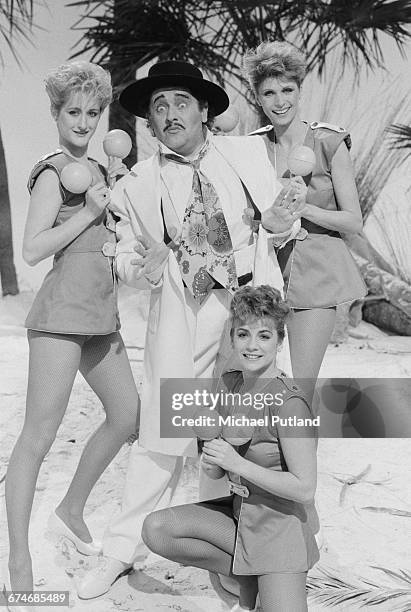 English actor and comedian Ronnie Barker in costume as pop singer Kid Creole, in a musical sketch on the BBC TV comedy show, 'The Two Ronnies',...