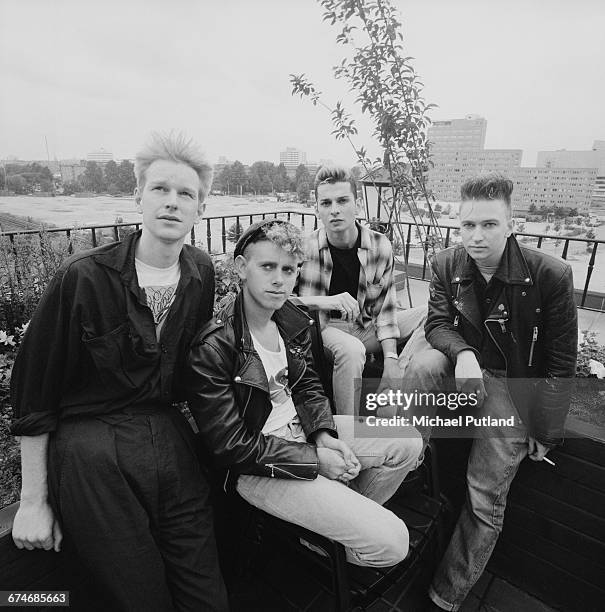 English synthpop group, Depeche Mode, West Berlin, July 1984. Left to right: Andy Fletcher, Martin Gore, Dave Gahan and Alan Wilder.