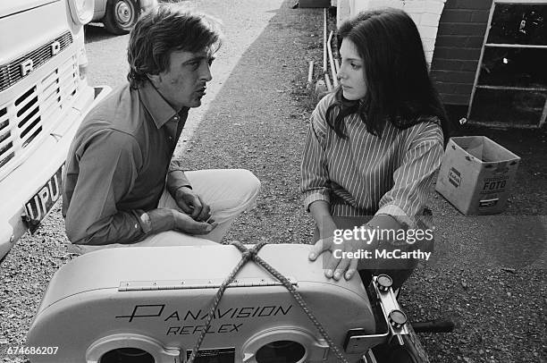 Actor David Hemmings and his wife actress Gayle Hunnicutt on location near Rugby where he is directing his first film, 'Running Scared', UK, 27th...