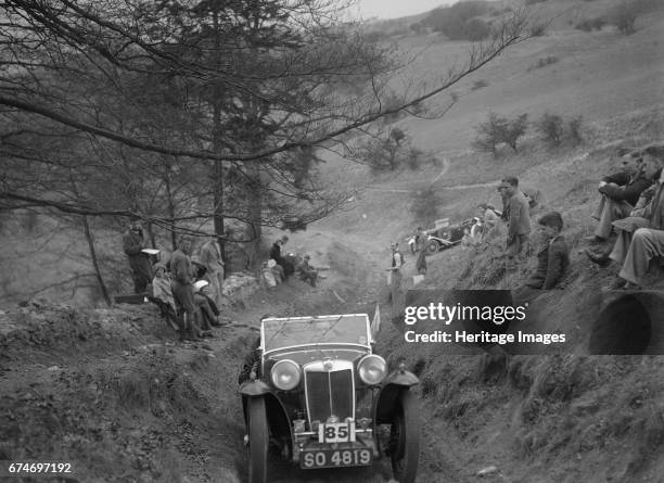 Magna of MWB Fraser competing in the MG Car Club Abingdon Trial/Rally, 1939. Artist: Bill Brunell.