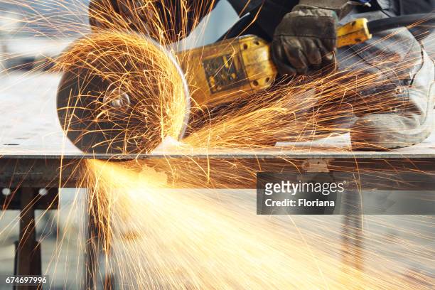 cutting metal - electric saw stock pictures, royalty-free photos & images