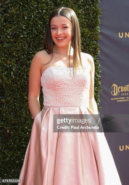 Actress Addison Holley attends the 44th annual Daytime Creative Arts Emmy Awards at Pasadena Civic Auditorium on April 28, 2017 in Pasadena,...