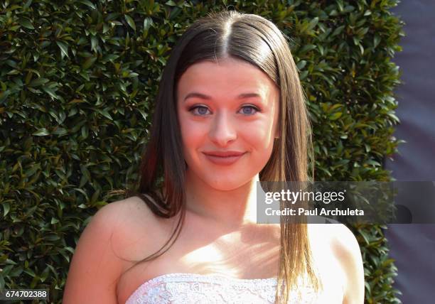 Actress Addison Holley attends the 44th annual Daytime Creative Arts Emmy Awards at Pasadena Civic Auditorium on April 28, 2017 in Pasadena,...