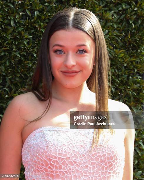 Actress Addison Holley attends the 44th annual Daytime Creative Arts Emmy Awards at Pasadena Civic Auditorium on April 28, 2017 in Pasadena,...