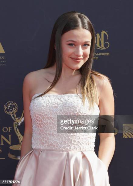 Addison Holley attends the 44th Annual Daytime Creative Arts Emmy Awards - Arrivals at Pasadena Civic Auditorium on April 28, 2017 in Pasadena,...