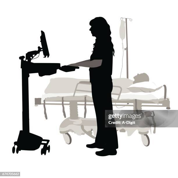 ilustraciones, imágenes clip art, dibujos animados e iconos de stock de búsqueda de datos del paciente - sección hospitalaria
