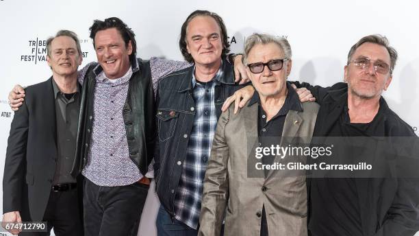 Steve Buscemi, Michael Madsen, Quentin Tarantino, Harvey Keitel and Tim Roth attend the 'Reservoir Dogs' 25th Anniversary Screening during 2017...