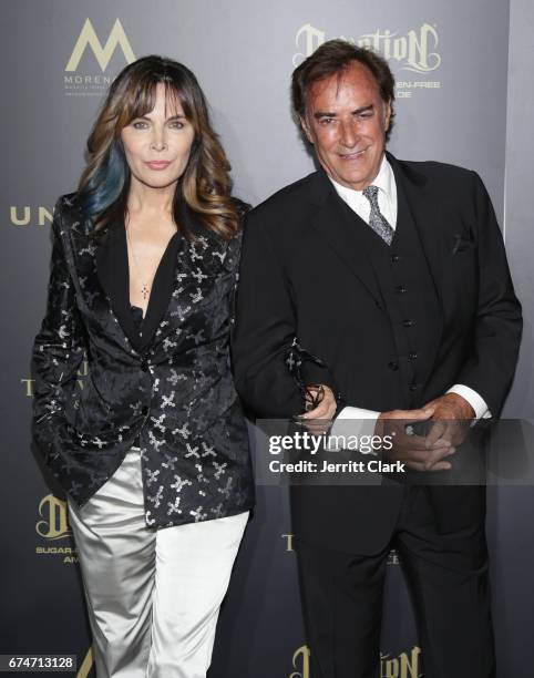 Lauren Koslow and Thaao Penghlis attend the 44th Annual Daytime Creative Arts Emmy Awards - Press Room at Pasadena Civic Auditorium on April 28, 2017...