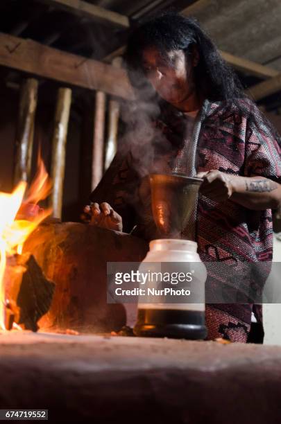 Brazilian guarani indigenous from the 5 Jaraguá villages, in Sao Paulo, Brazil, protest during the national general strike day, this Friday . Besides...