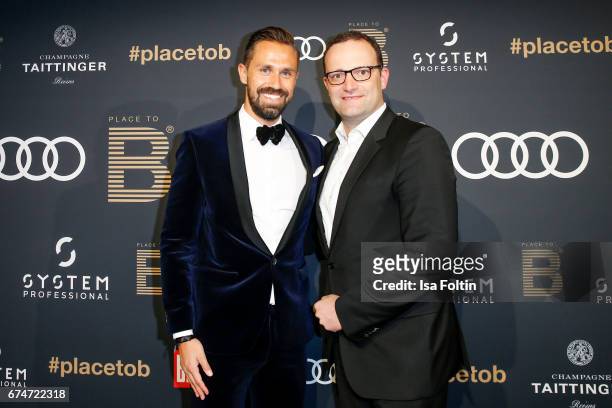 Daniel Funke and german politician Jens Spahn attend the Place To Be Party after the Lola - German Film Award on April 28, 2017 in Berlin, Germany.