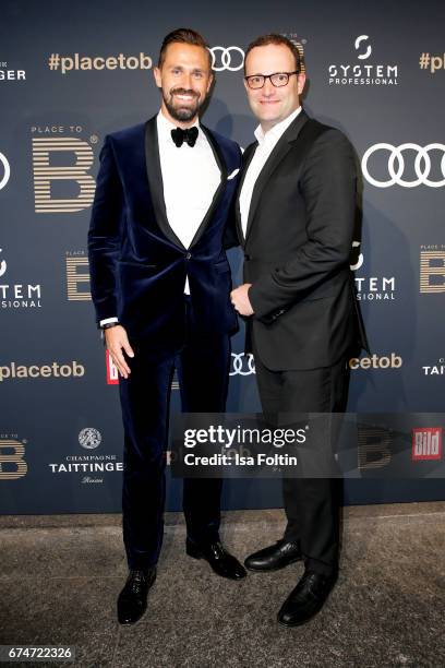 Daniel Funke and german politician Jens Spahn attend the Place To Be Party after the Lola - German Film Award on April 28, 2017 in Berlin, Germany.