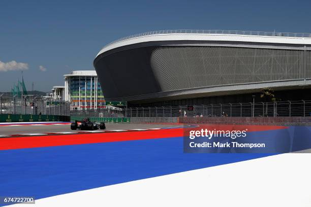 Lewis Hamilton of Great Britain driving the Mercedes AMG Petronas F1 Team Mercedes F1 WO8 ot during final practice for the Formula One Grand Prix of...