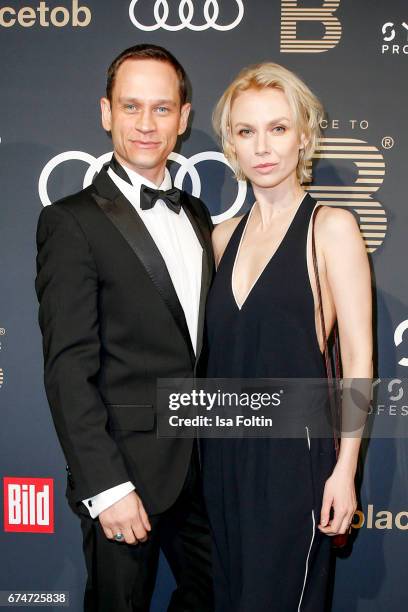 German actor Vinzenz Kiefer and his partner Masha Tokareva attend the Place To Be Party after the Lola - German Film Award on April 28, 2017 in...