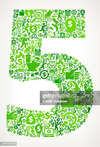 number 5 money and finance green vector icon background - 5 note stock illustrations