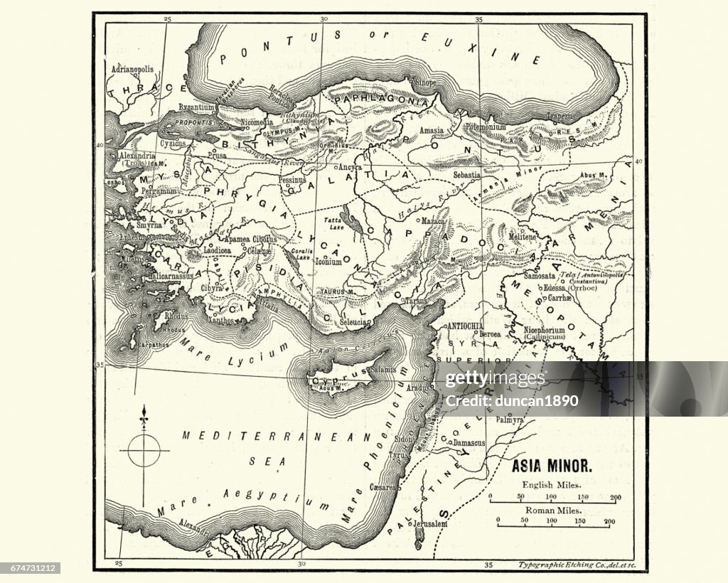 Map of Asia Minor in Ancient Times