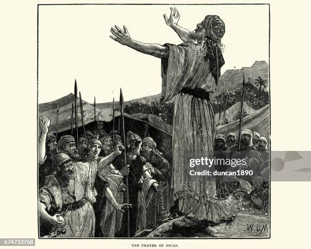 ancient history - the prayer of onias - duncan bc stock illustrations