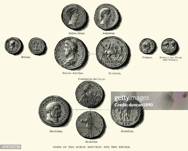 ilustraciones, imágenes clip art, dibujos animados e iconos de stock de monedas antiguas de la república romana y el imperio - roman