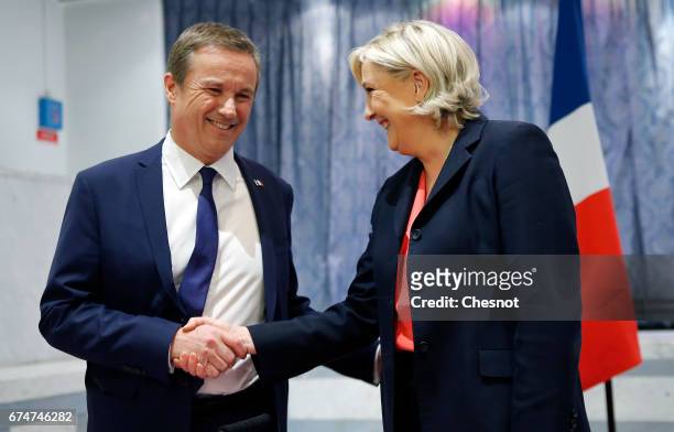 French presidential election candidate for the right-wing "Debout la France" party, Nicolas Dupont-Aignan , and French presidential election...