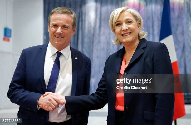 French presidential election candidate for the right-wing "Debout la France" party, Nicolas Dupont-Aignan , and French presidential election...