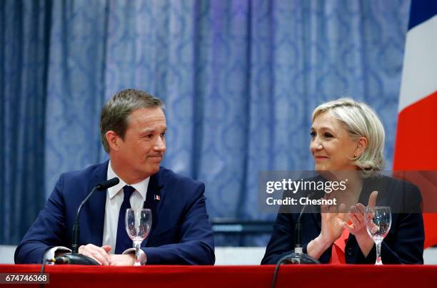 French presidential election candidate for the right-wing "Debout la France" party, Nicolas Dupont-Aignan , and French presidential election...