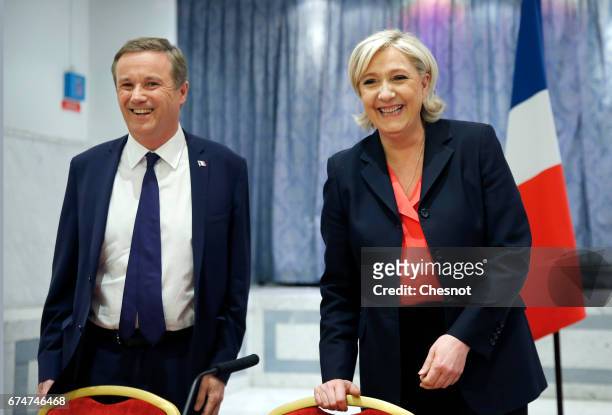 French presidential election candidate for the right-wing "Debout la France" party, Nicolas Dupont-Aignan , and French presidential election...