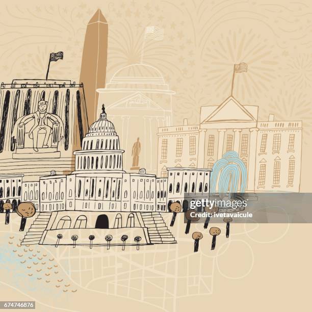 stockillustraties, clipart, cartoons en iconen met washington dc verenigde staten - capitool gebouw washington dc