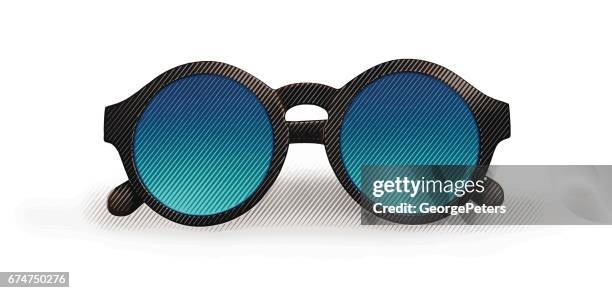 fashionable round sunglasses. - round eyeglasses clip art stock illustrations