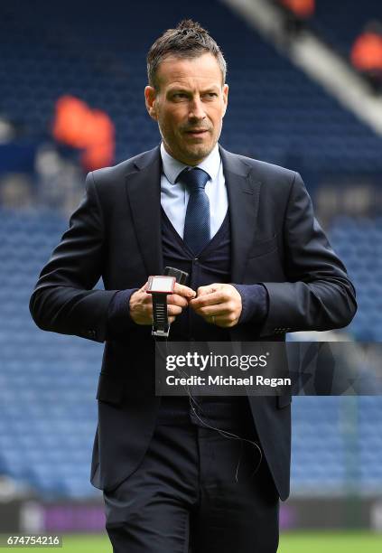 Referee Mark Clattenburg walks on the pitch prior to the Premier League match between West Bromwich Albion and Leicester City at The Hawthorns on...