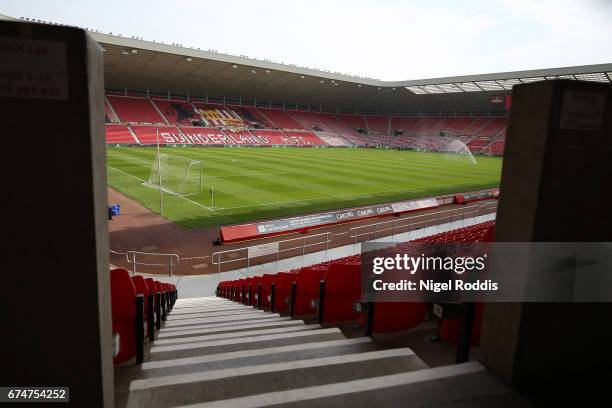 General view inside the stadium prior to the Premier League match between Sunderland and AFC Bournemouth at the Stadium of Light on April 29, 2017 in...