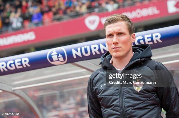 Coach of Stuttgart, Hannes Wolf, during the Second Bundesliga match between 1. FC Nuernberg and VfB Stuttgart at Arena Nuernberg on April 29, 2017 in...