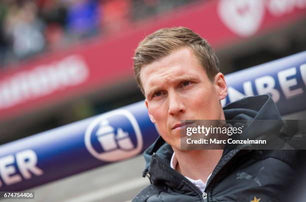 Coach of Stuttgart, Hannes Wolf, during the Second Bundesliga match between 1. FC Nuernberg and VfB Stuttgart at Arena Nuernberg on April 29, 2017 in...