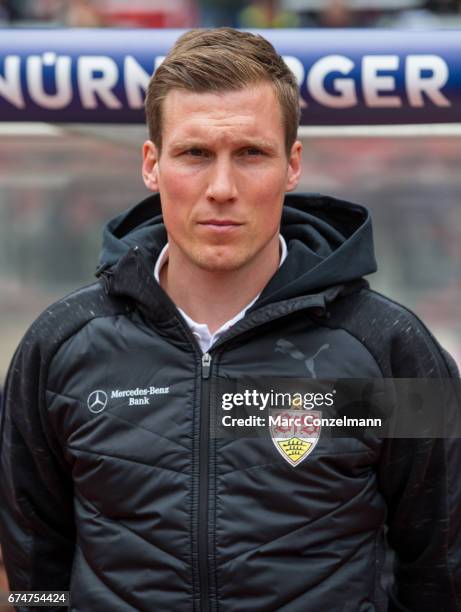 Coach of Stuttgart, Hannes Wolf, during the Second Bundesliga match between 1. FC Nuernberg and VfB Stuttgart at Arena Nuernberg on April 29, 2017 in...